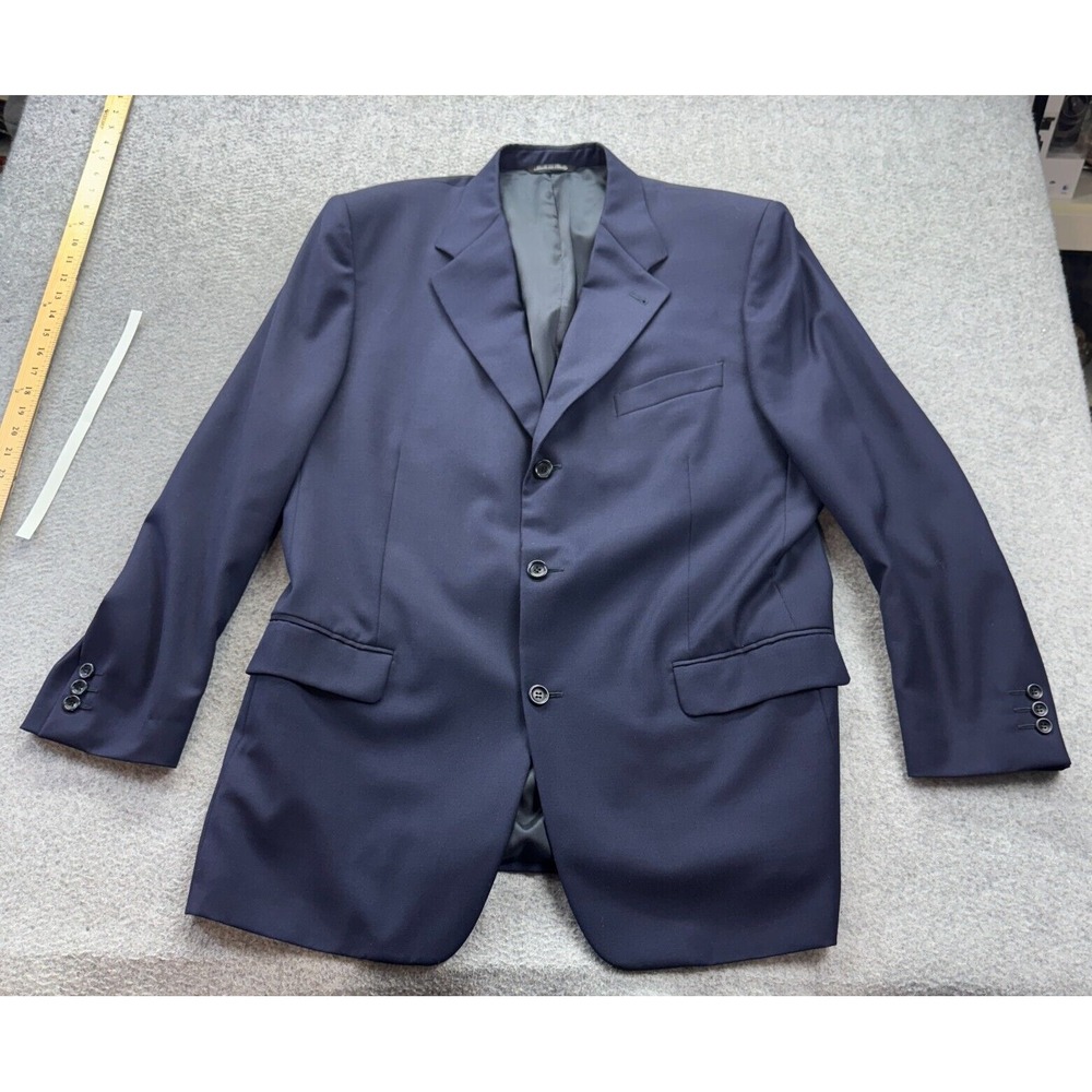 Canali Proposta Men 46R Navy Blue Wool Blazer Italy 3-Button Classic‎ Fit Jacket